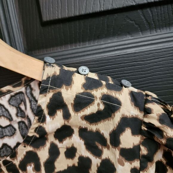 J. Crew Sz. M Leopard Print Ruffle-Sleeve Top Blouse - Picture 7 of 16